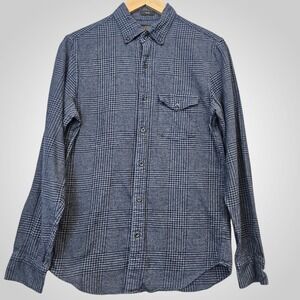 J.Crew Cashmere Blend Shirt Mens Small Glen Check Plaid Flannel Slim Fit